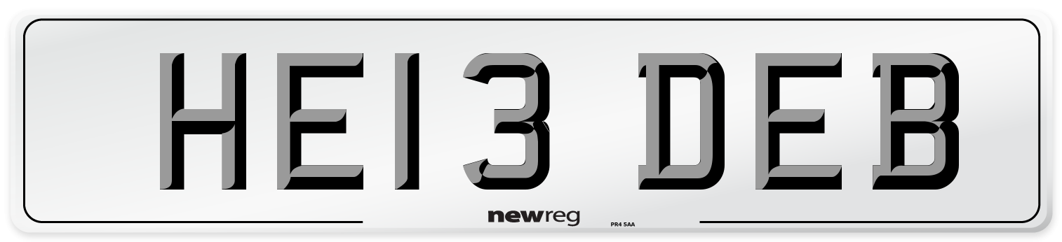 HE13 DEB Number Plate from New Reg